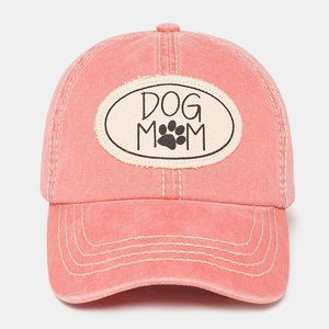 NWT Coral Pink  Dog Mom Patch Ball cap Vintage Distress Baseball
